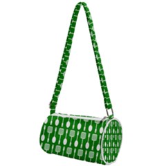 Green And White Kitchen Utensils Pattern Mini Cylinder Bag by GardenOfOphir