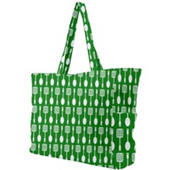 Green And White Kitchen Utensils Pattern Simple Shoulder Bag by GardenOfOphir