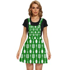 Green And White Kitchen Utensils Pattern Apron Dress by GardenOfOphir