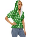 Green And White Kitchen Utensils Pattern Lightweight Drawstring Hooded Top View3