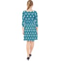 Teal And White Spatula Spoon Pattern Quarter Sleeve Front Wrap Dress View2