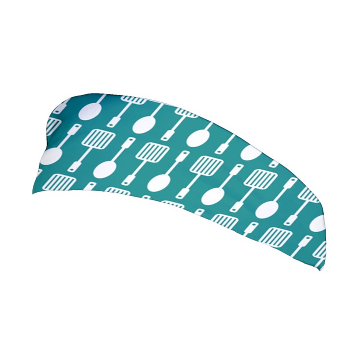 Teal And White Spatula Spoon Pattern Stretchable Headband