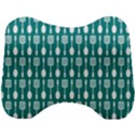 Teal And White Spatula Spoon Pattern Head Support Cushion View1