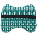 Teal And White Spatula Spoon Pattern Head Support Cushion View2