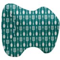 Teal And White Spatula Spoon Pattern Head Support Cushion View3