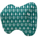 Teal And White Spatula Spoon Pattern Head Support Cushion View4