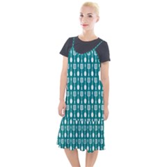 Teal And White Spatula Spoon Pattern Camis Fishtail Dress by GardenOfOphir