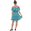 Teal And White Spatula Spoon Pattern Off Shoulder Velour Dress View2