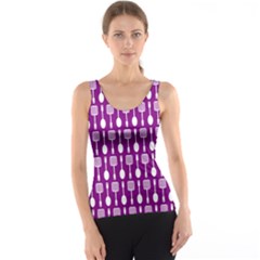 Magenta Spatula Spoon Pattern Tank Top by GardenOfOphir