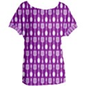 Magenta Spatula Spoon Pattern Women s Oversized Tee View1