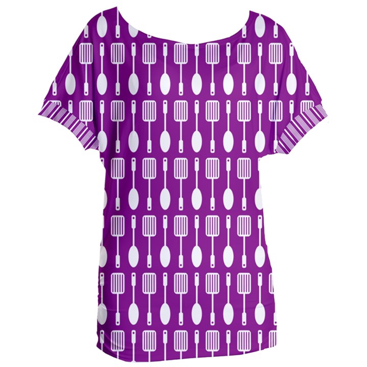 Magenta Spatula Spoon Pattern Women s Oversized Tee