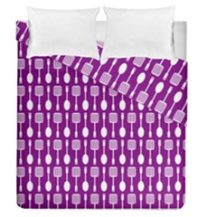 Magenta Spatula Spoon Pattern Duvet Cover Double Side (queen Size) by GardenOfOphir