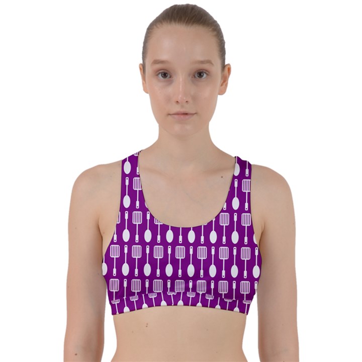 Magenta Spatula Spoon Pattern Back Weave Sports Bra