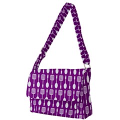 Magenta Spatula Spoon Pattern Full Print Messenger Bag (s) by GardenOfOphir