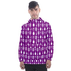 Magenta Spatula Spoon Pattern Men s Front Pocket Pullover Windbreaker by GardenOfOphir