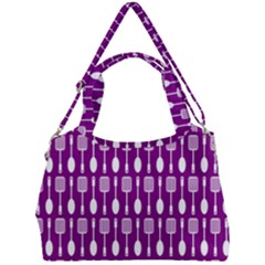 Magenta Spatula Spoon Pattern Double Compartment Shoulder Bag by GardenOfOphir