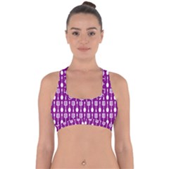 Magenta Spatula Spoon Pattern Cross Back Hipster Bikini Top  by GardenOfOphir