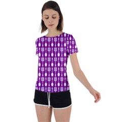 Magenta Spatula Spoon Pattern Back Circle Cutout Sports Tee by GardenOfOphir