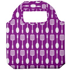 Magenta Spatula Spoon Pattern Foldable Grocery Recycle Bag by GardenOfOphir