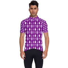 Magenta Spatula Spoon Pattern Men s Short Sleeve Cycling Jersey by GardenOfOphir