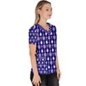 Indigo Spatula Spoon Pattern Women s V-Neck Scrub Top View3