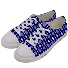 Indigo Spatula Spoon Pattern Men s Low Top Canvas Sneakers by GardenOfOphir