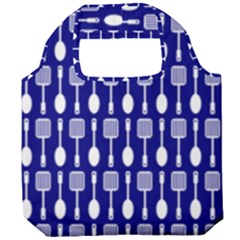 Indigo Spatula Spoon Pattern Foldable Grocery Recycle Bag by GardenOfOphir