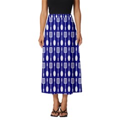 Indigo Spatula Spoon Pattern Classic Midi Chiffon Skirt