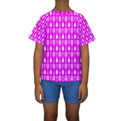 Purple Spatula Spoon Pattern Kids  Short Sleeve Swimwear by GardenOfOphir