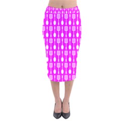 Purple Spatula Spoon Pattern Velvet Midi Pencil Skirt by GardenOfOphir