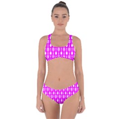 Purple Spatula Spoon Pattern Criss Cross Bikini Set by GardenOfOphir