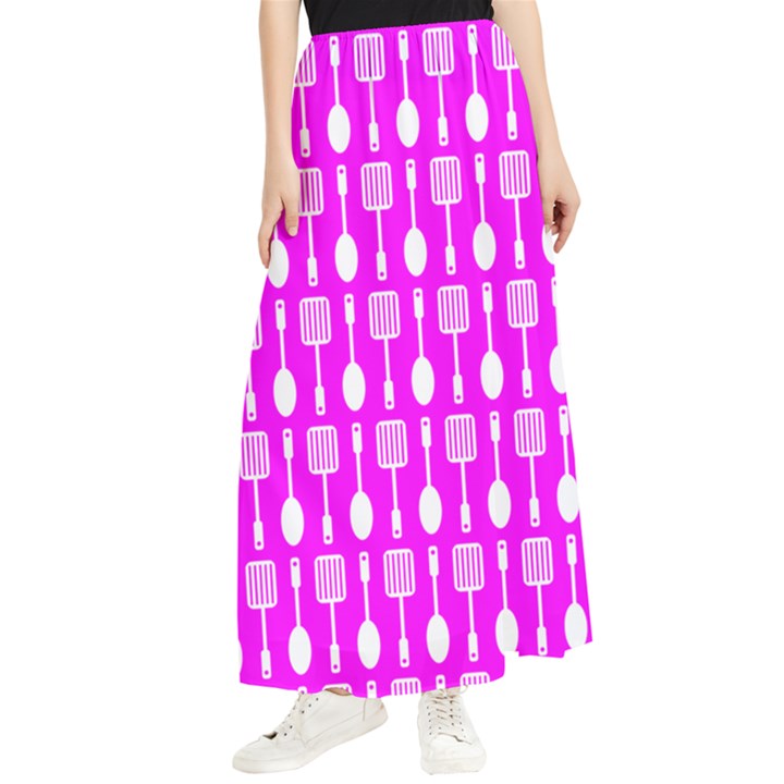 Purple Spatula Spoon Pattern Maxi Chiffon Skirt