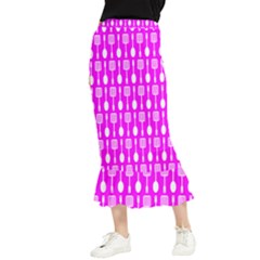 Purple Spatula Spoon Pattern Maxi Fishtail Chiffon Skirt by GardenOfOphir