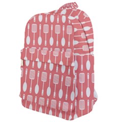 Coral And White Kitchen Utensils Pattern Classic Backpack by GardenOfOphir