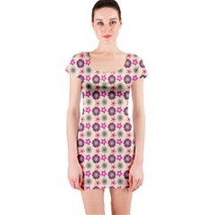 Cute Floral Pattern Short Sleeve Bodycon Dress by GardenOfOphir