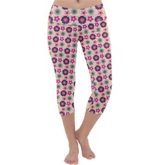 Cute Floral Pattern Capri Yoga Leggings by GardenOfOphir