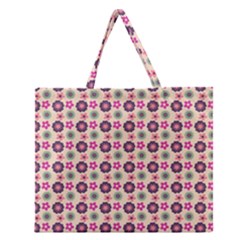 Cute Floral Pattern Zipper Large Tote Bag by GardenOfOphir