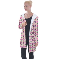 Cute Floral Pattern Longline Hooded Cardigan by GardenOfOphir