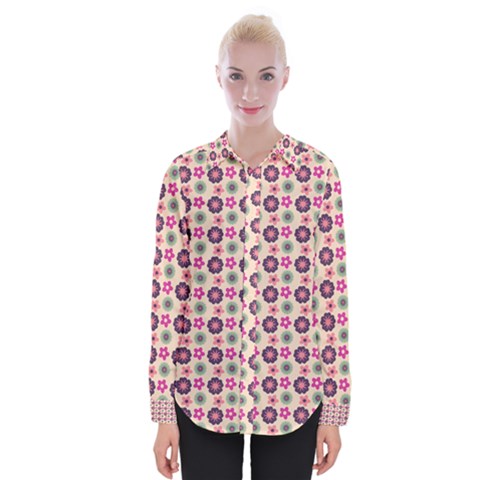 Cute Floral Pattern Womens Long Sleeve Shirt by GardenOfOphir