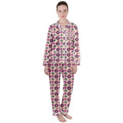 Cute Floral Pattern Women s Long Sleeve Satin Pajamas Set	 by GardenOfOphir