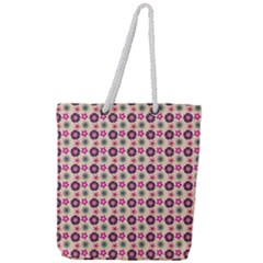 Cute Floral Pattern Full Print Rope Handle Tote (large) by GardenOfOphir