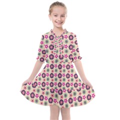 Cute Floral Pattern Kids  All Frills Chiffon Dress by GardenOfOphir