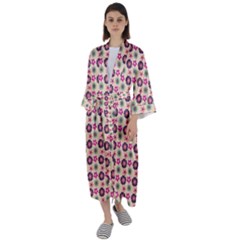 Cute Floral Pattern Maxi Satin Kimono by GardenOfOphir