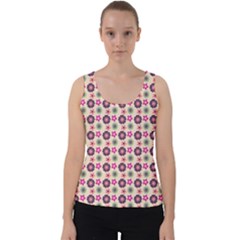 Cute Floral Pattern Velvet Tank Top by GardenOfOphir