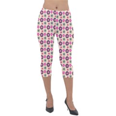 Cute Floral Pattern Lightweight Velour Capri Leggings  by GardenOfOphir