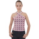 Cute Floral Pattern Cross Neck Velour Top View1