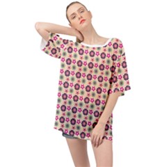 Cute Floral Pattern Oversized Chiffon Top by GardenOfOphir