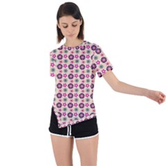 Cute Floral Pattern Asymmetrical Short Sleeve Sports Tee by GardenOfOphir