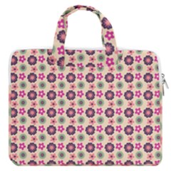 Cute Floral Pattern Macbook Pro 16  Double Pocket Laptop Bag  by GardenOfOphir