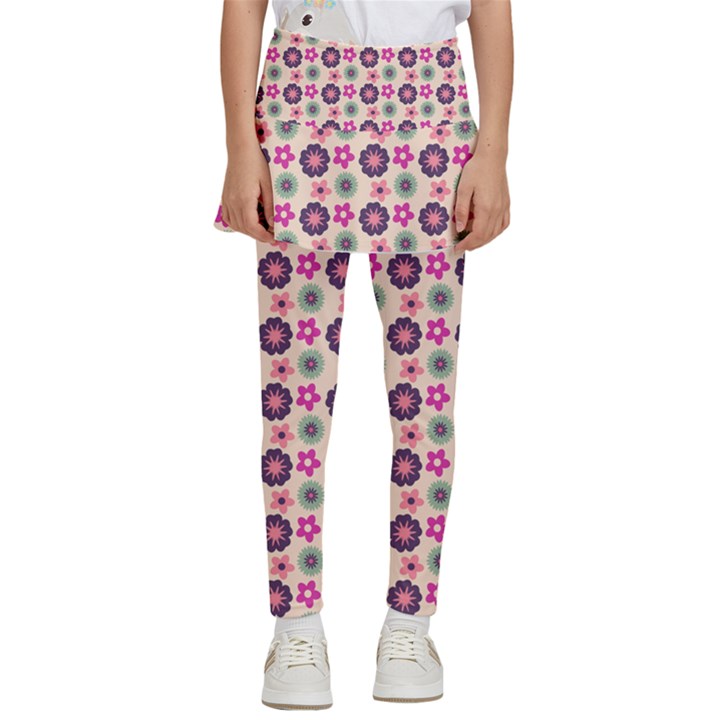 Cute Floral Pattern Kids  Skirted Pants